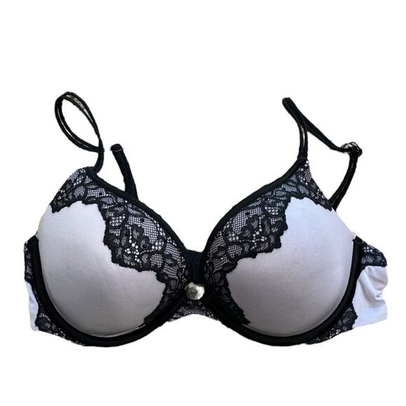 VICTORIA’S SECRET Very sexy push up bra gray stain with black lace size 34C - Picture 1 of 5